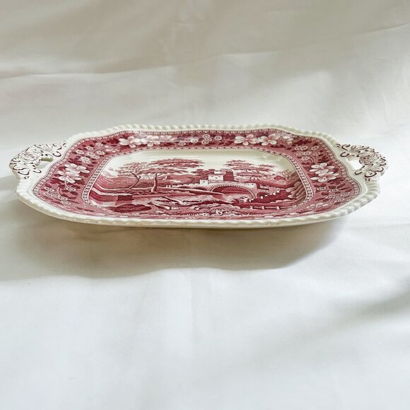 Copeland Spode Tower Vintage China Square Cake Plate with Handles, Rare - Picture 7 of 7
